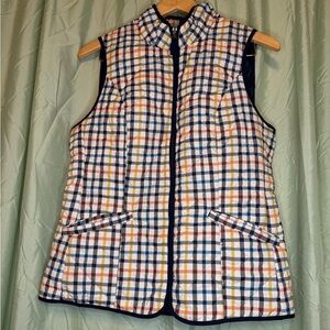 Talbots Light Weight Plaid Zipper Front Vest Size S